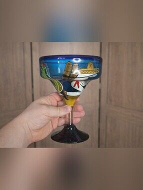 Hand-Painted Cactus Margarita Glass (1)